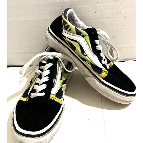 Vans Other - VANS Old Skool  Kids size  13.5  Black Suede  Flame Skate sneakers Shoes